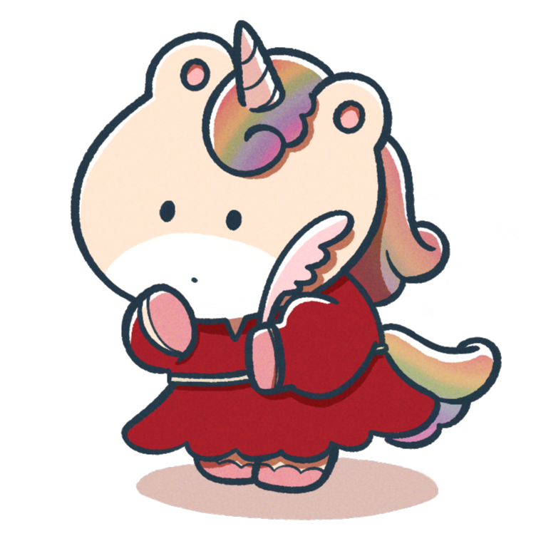羽根ペンを持ったキャラクター